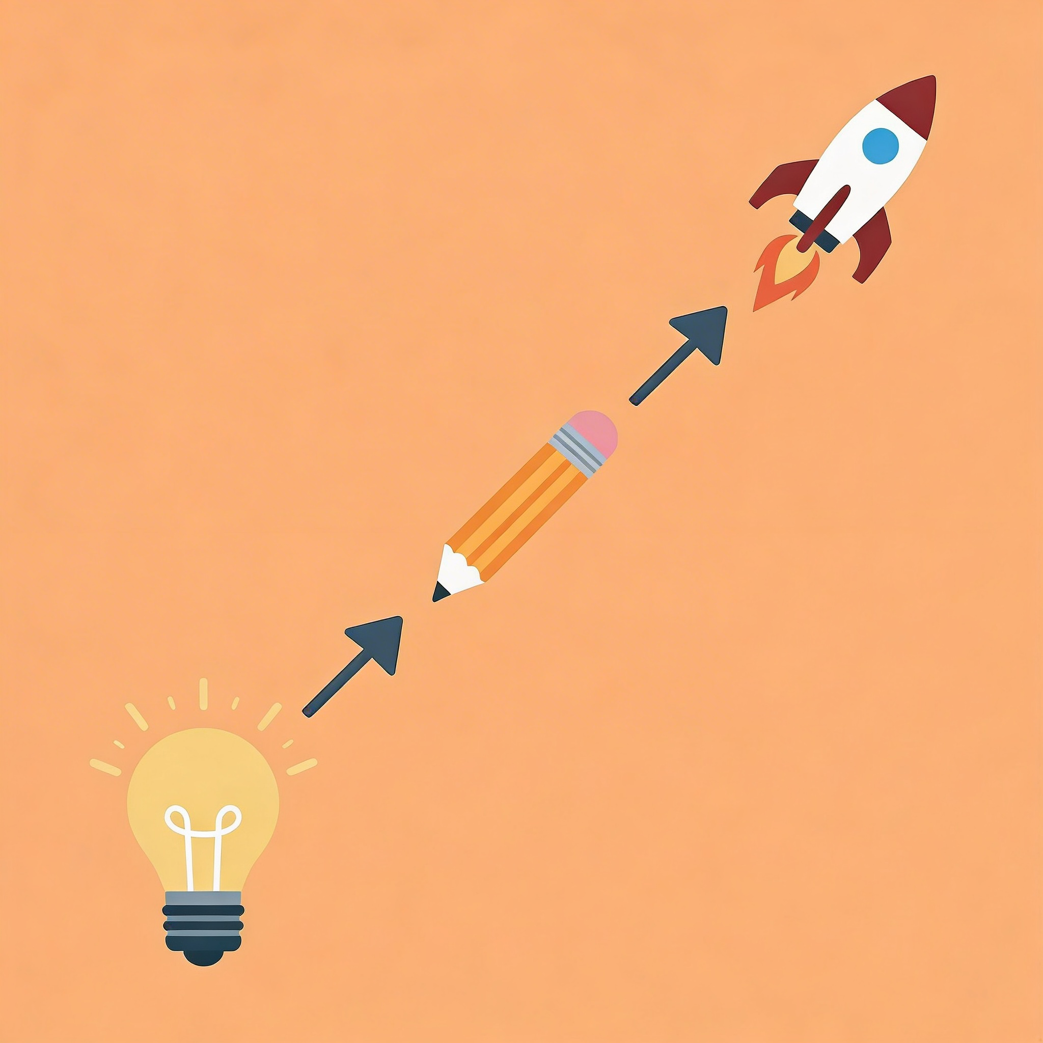 Arrow pointing upward showing progress from idea to execution